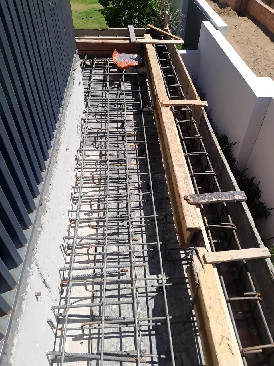 Concrete slab formwork and reinforcement prepared ahead of a pour